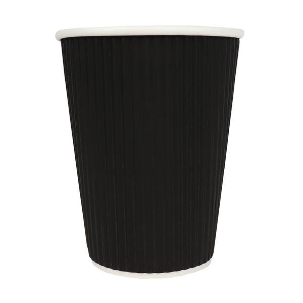 UNIQ® 12 oz Black Ripple Double Wall Paper Hot Cups