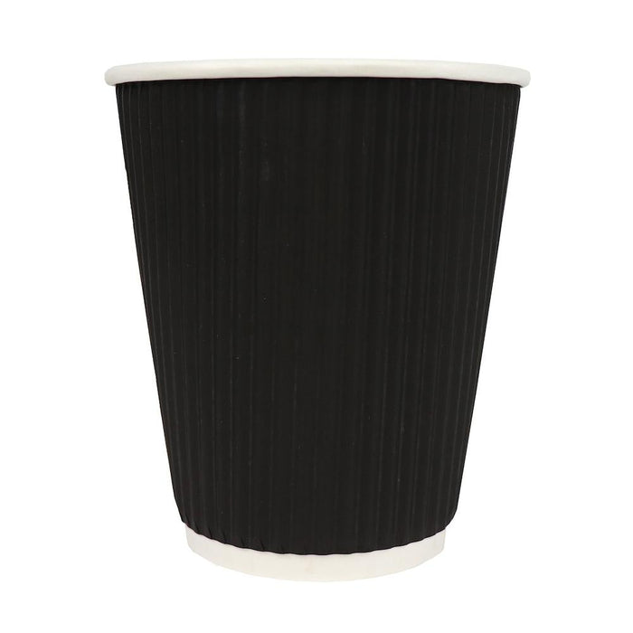 UNIQ® 10 oz Black Ripple Double Wall Paper Hot Cups