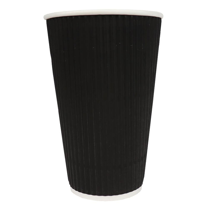 UNIQ® 16 oz Black Ripple Double Wall Paper Hot Cups