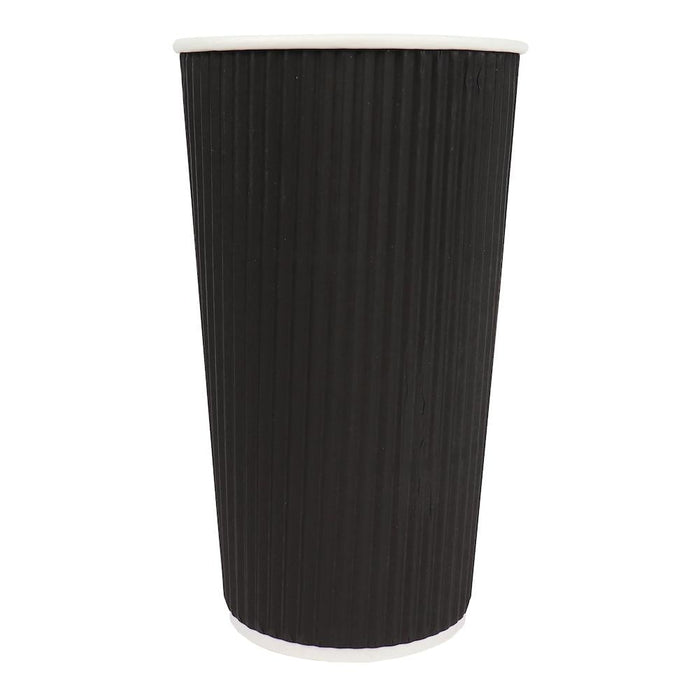 UNIQ® 20 oz Black Ripple Double Wall Paper Hot Cups